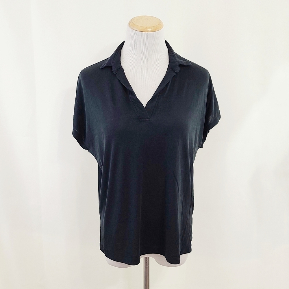 COA solid black polo tee collared short sleeve size small